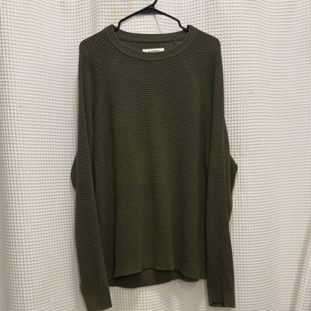 REI Cooperative - Olive Green Waffle Textured Knit Sweater - Size Large